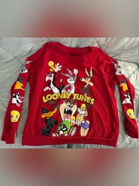 Warner Bros. Red Looney Tunes Kids Sweatshirt with Character Graphics